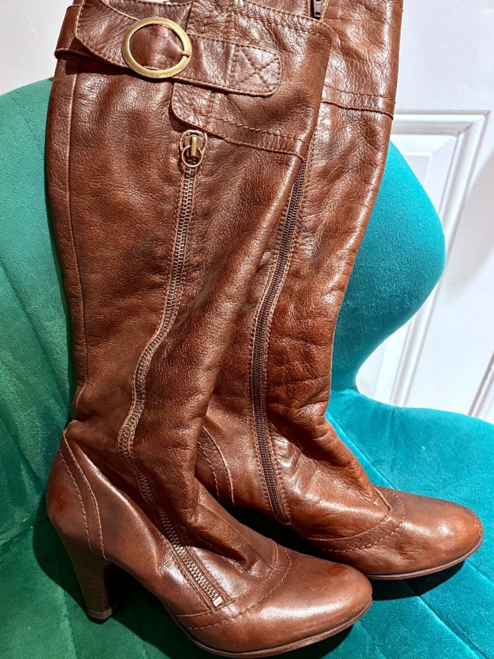 Made in Italy Brown Leather Boots – Fleece Lined – Cozy Fall/Winter Style